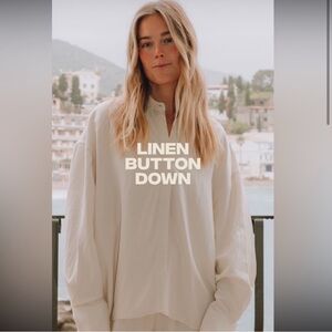 Daily Drills Khaki Linen Button Down M/L